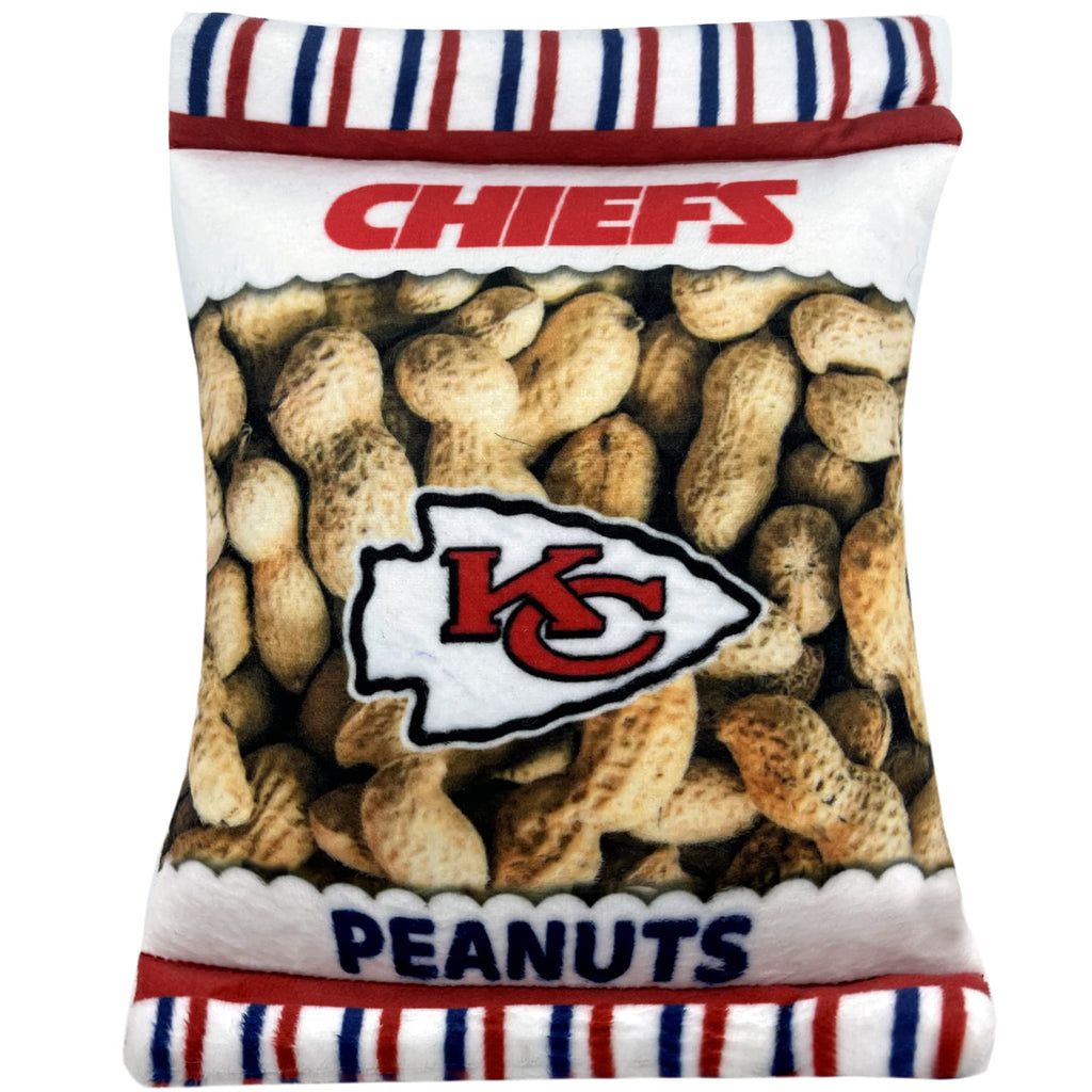 NFL Kansas City Chiefs Crinkle FINE Plush Dog & CAT Squeak Toy - Cutest Stadium Peanuts Snack Plush Toy for Dogs & Cats with Inner Squeaker & Beautiful Baseball Team Name/Logo - PawsPlanet Australia