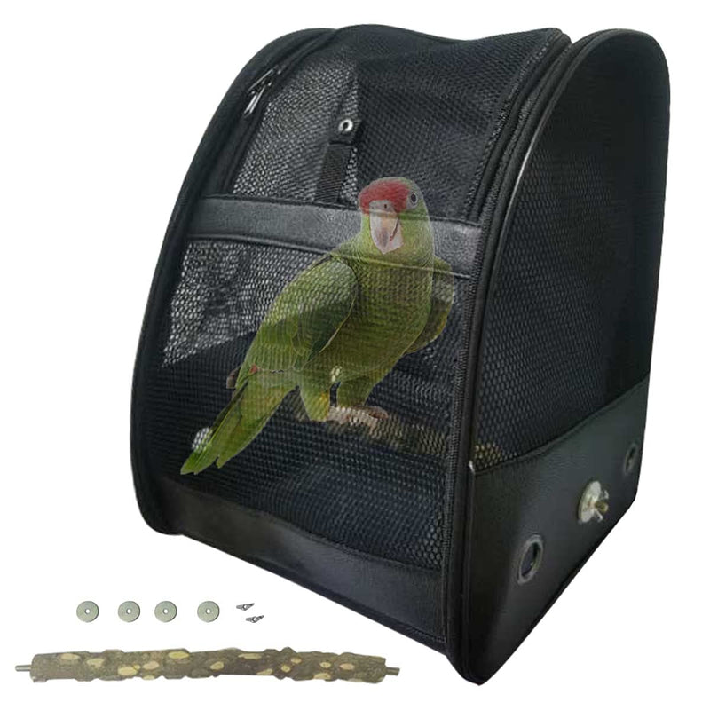 Bird Cage Breathable Backpack, Travel Parrot Bag Cage with Bird Perch Parrot Stand Natural Wood,Fully Ventilated Mesh,Foldable Lightweight Outdoor Multi Purpose Pet Bag - PawsPlanet Australia