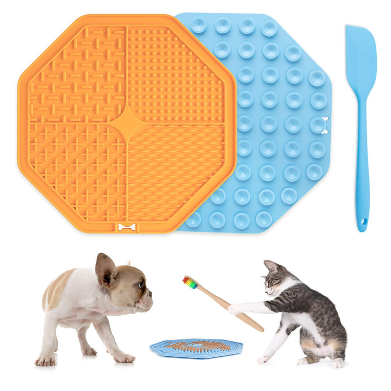 DUDUPE Dog Licking Mat with Suction Cup 2 Pack Slow Feeder Pad for Cat Calming Pet Treat Mat Boredom and Anxiety Reduction , for Bathing Grooming Nail Trimming - PawsPlanet Australia
