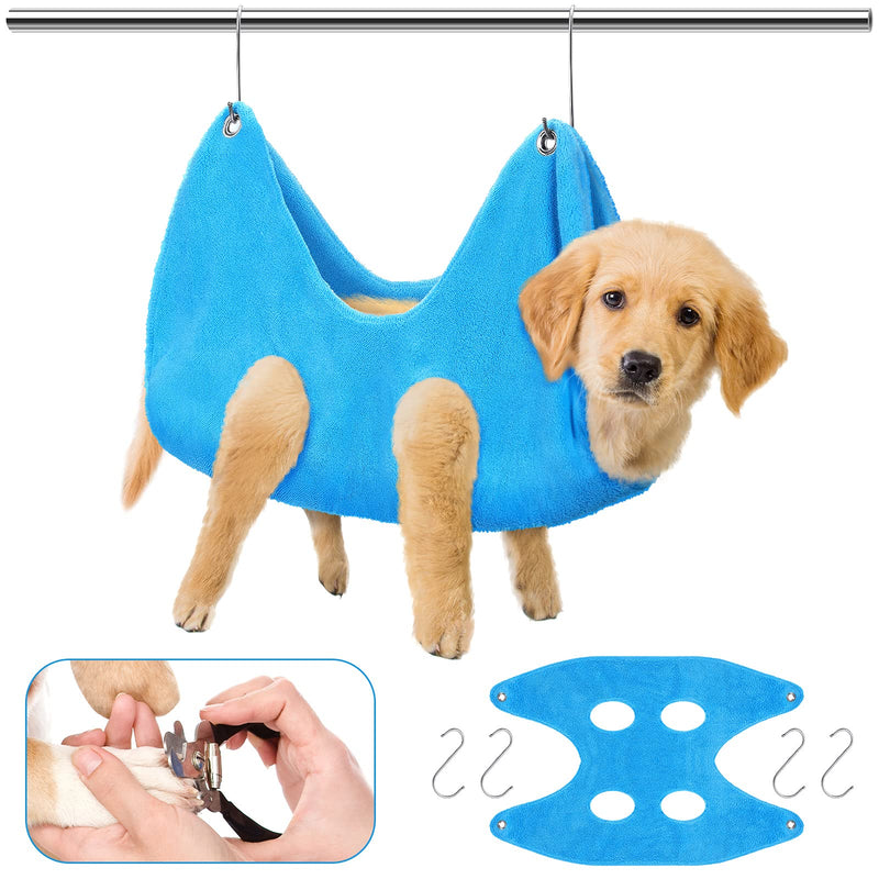 Yookeer Pet Grooming Hammock Helper 2 in 1 Dog Drying Towel and Grooming Sling, Multifunctional Dog Cat Towel Dog Pet Restraint Bag for Nail Clipper Bathing Washing Grooming Small Blue - PawsPlanet Australia