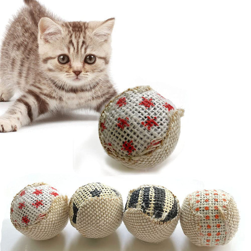 Szecl 4Pcs Cat Balls Toys for Indoor Cats Cat Canvas Play Balls Interactive Cat Toys for Cat Dogs Aggressive Chewers Funny Kitten Exercise Ball 5cm 1.97in Pet Toys Chewers - PawsPlanet Australia