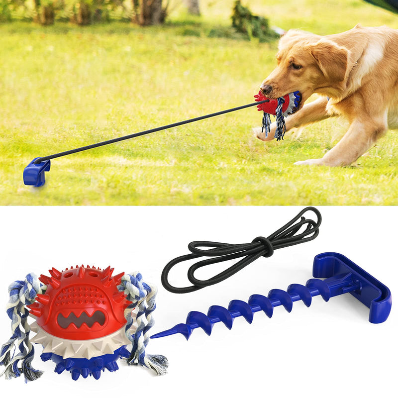 Upgraded Outdoor Dog Supplies Teeth Clean Aggressive chewers Food Dispensing Molar Balls Interactive Walking tie Out Stake tug of war Indestructible Pull Suction Cup Rope Toys for Large Dogs Blue - PawsPlanet Australia