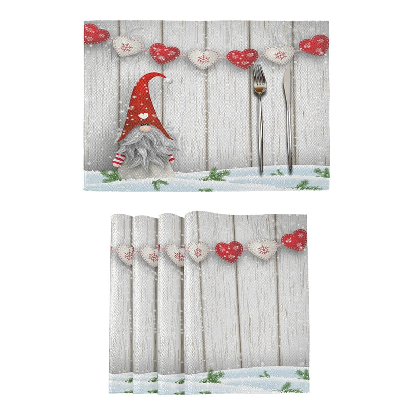 Christmas Gnome Placemats Kitchen Tables Mats Place Mats Set of 4 Heat Resistant for Xmas Holiday Table Decorations Pattern 11 - PawsPlanet Australia