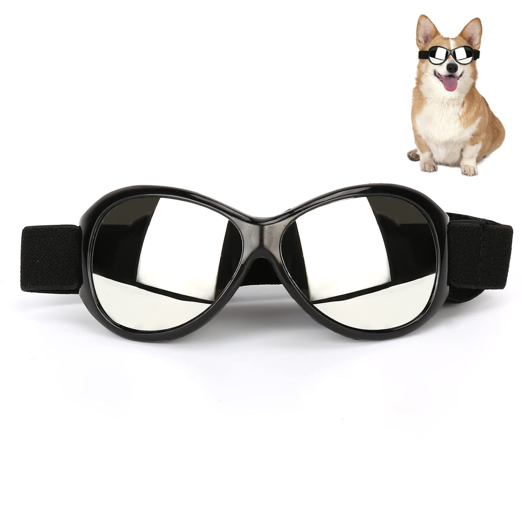 Flantor Dog Goggles, UV Protection Dog Sunglasses Windproof Pet Glasses with Adjustable Strap, Anti-Fog Doggy Sunglasses for Medium or Large Dogs and Cats Black Frame & Gray Lens - PawsPlanet Australia