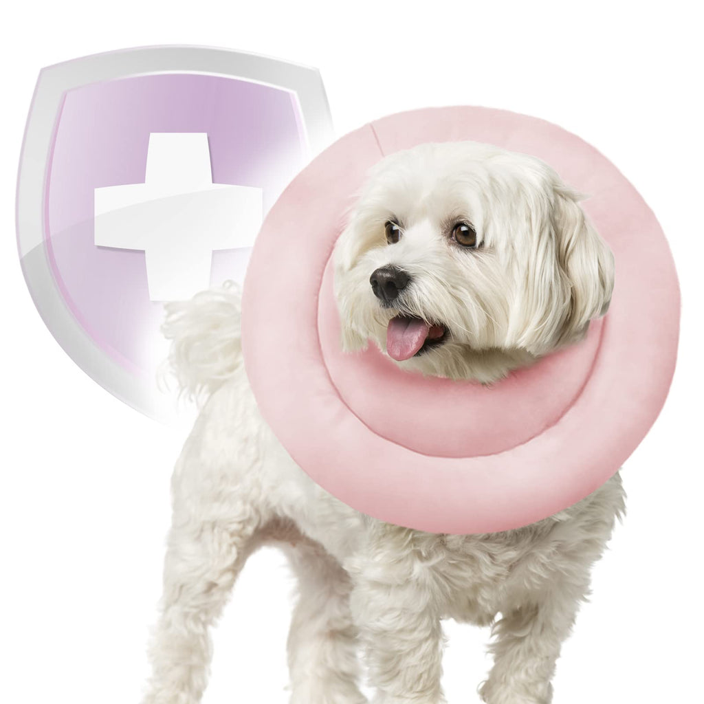 Cat Cone Soft Dog Cone Collar After Surgery, Protective Cone for Dogs and Cats, Water-Proof Comfortable Dog Recovery Cone Anti-Bite Lick Wound Healing, Pet Cone for Small Medium or Large Dogs and Cats S(Circumference:5.12''-9.45'') Pink - PawsPlanet Australia