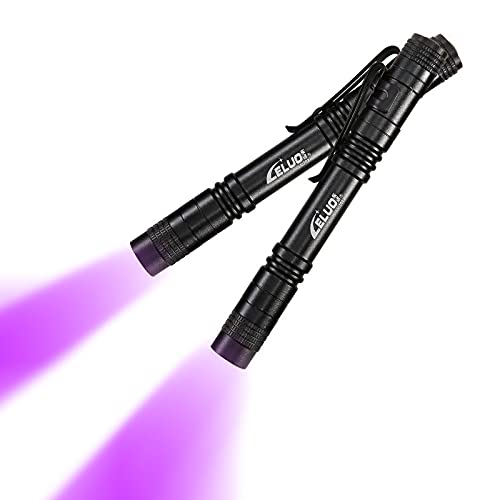 2 Pack UV Penlight Flashlight with Clip，Mini LED Handheld Tactical Pocket Torch with High Lumens，Blacklight Detector for Money Detector,Pet Urine,Pet Stains and Bed Bug1 Purple Light - PawsPlanet Australia