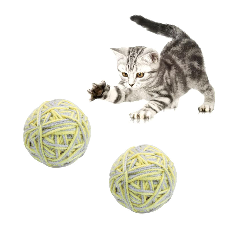 WishLotus Cat Yarn Ball 2PCS, Wool String Cat Balls with Bell, Interactive Cat Toys for Indoor Cats Chewing Scratch Toys Kitten Cat Exercise Toys Yarn Balls 5cm - PawsPlanet Australia