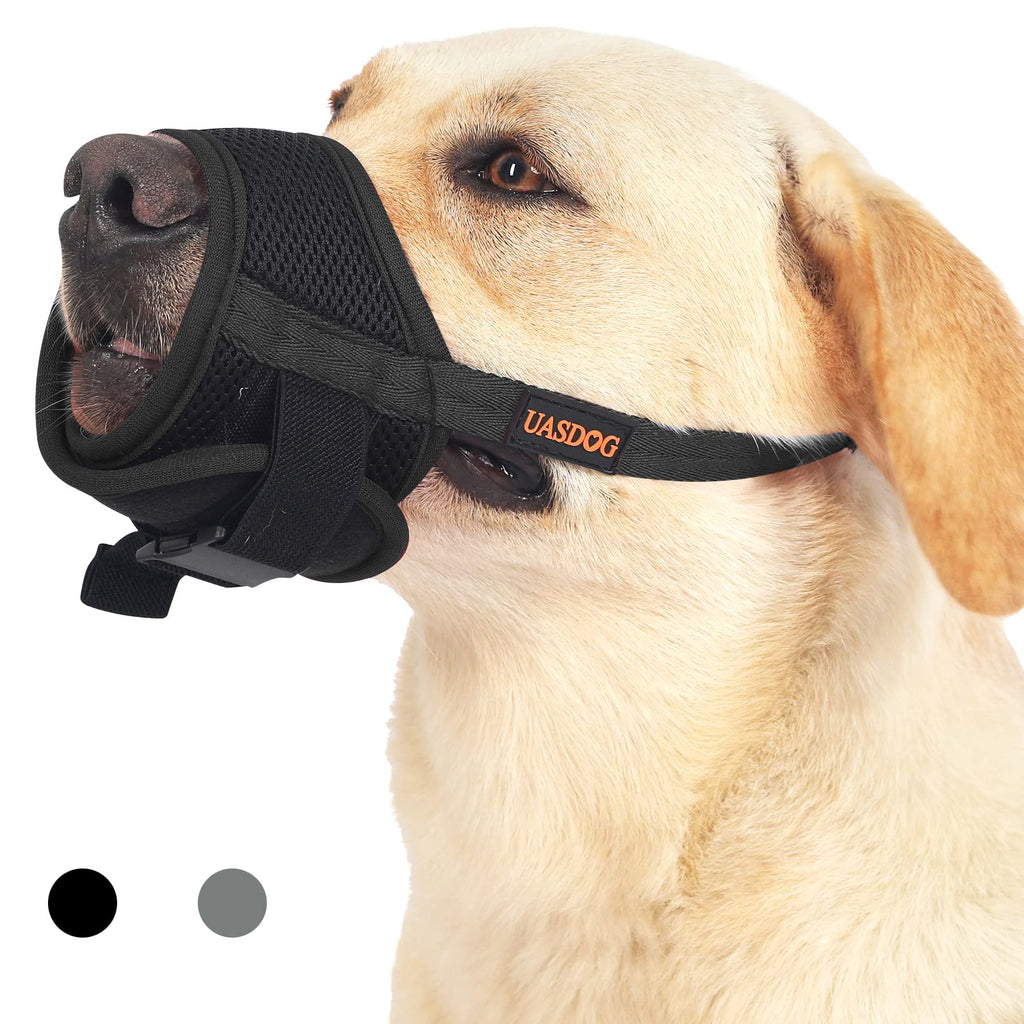 UASDOG Dog Muzzle, Soft Muzzles for Small Medium Large Dogs, Puppy Dog Mouth Cover Guard to Prevent Biting Barking and Chewing, Comfortable Soft Fabric and Adjustable Strap, Fit and Stay on Well S Black - PawsPlanet Australia