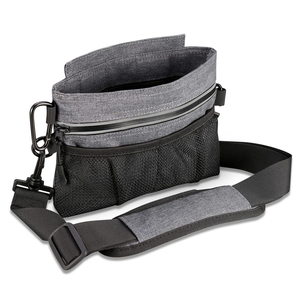 ORIA Dog Treat Training Pouch, Pet Out Training Belt Bag, Dog Food Bag with Adjustable Belt, Built-in Poop Bag Dispenser, Dog Training Bag Grey - PawsPlanet Australia