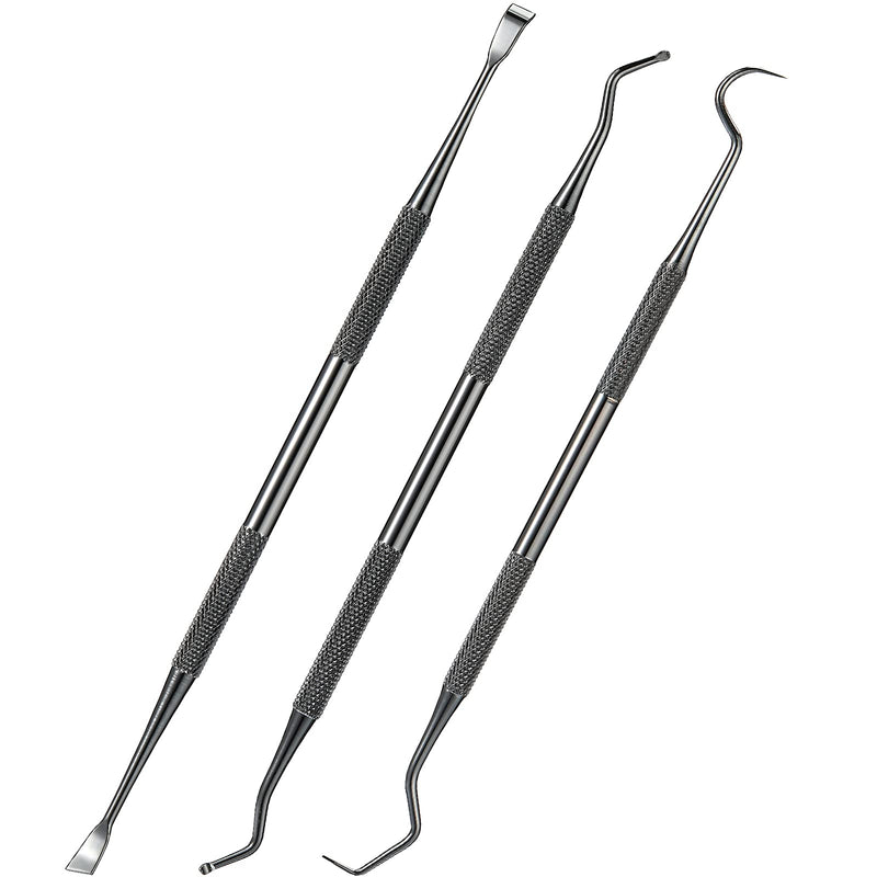 Hotop 3 Pieces Dog Dental Tooth Scaler and Scraper Stainless Double Headed Tarter Remover Scraper Pet Teeth Cleaning Tools for Dog and Cat (Black), 3 Piece Set Black - PawsPlanet Australia
