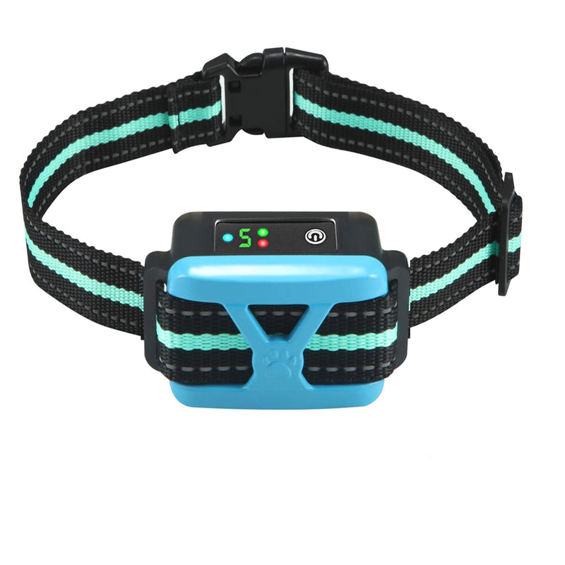 Dog Bark Collar, Anti Barking Collar with 5 Adjustable Levels, Harmless Shock, Beep Vibration, Smart Correction and LED Indicator-Reachargeable No Bark Collar for Small Medium Large Dogs,Waterproof Blue - PawsPlanet Australia