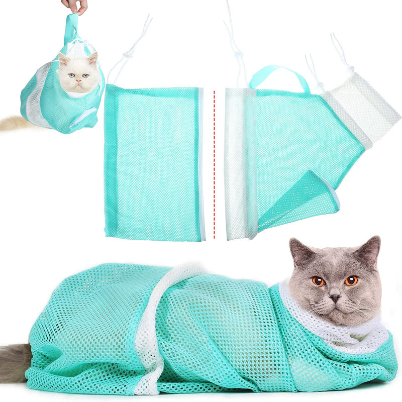Frienda Cat Shower Net Bag Cat Grooming Bathing Bag Adjustable Cat Washing Bag Multifunctional Cat Restraint Bag Prevent Biting Scratching Mesh for Bathing, Nail Trimming, Ears Clean, Keeping Calm - PawsPlanet Australia