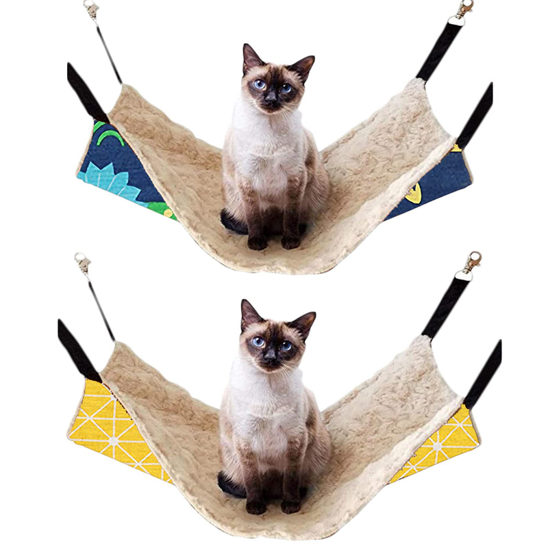 2 Pack Cat Hanging Hammock Bed Extra Large Soft Breathable Pet Cage Hammock with Adjustable Straps and Hooks for Cats Rabbits Guinea Pig Small Dogs - PawsPlanet Australia