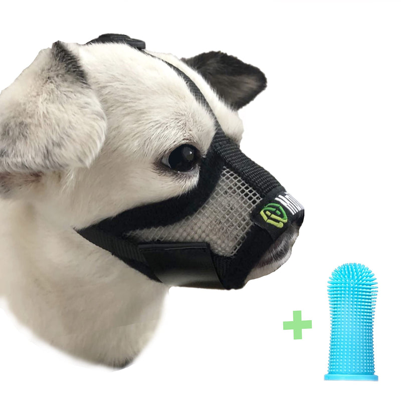 MoiiLavin Soft Dog Muzzle for Small Dogs, Breathable Drinkable Adjustable Dog Muzzles, Dog Muzzles to Prevent Biting Barking Chewing Best for Aggressive Dogs&2 Dog Toothbrushes XS Breathable-Grey - PawsPlanet Australia