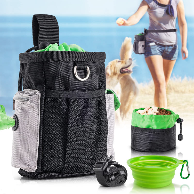 Icefei Dog Treat Pouch,Dog Treat Bag Treat Pouch Training Dog Walking Bag Portable Dog Training Pouch with Clip, Poop Bag Dispenser, Easily for Puppy Class, Travel,Walking, Hiking Black - PawsPlanet Australia