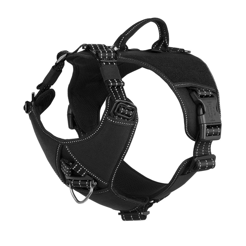 ICEFANG GN8 Quick-Moving Tactical Dog Harness with Handle ,Reflective Pet Vest,No-Pull Front Lead ,5-Points Adjustable,Hook and Loop Panel for Patch Medium (Pack of 1) Black - PawsPlanet Australia