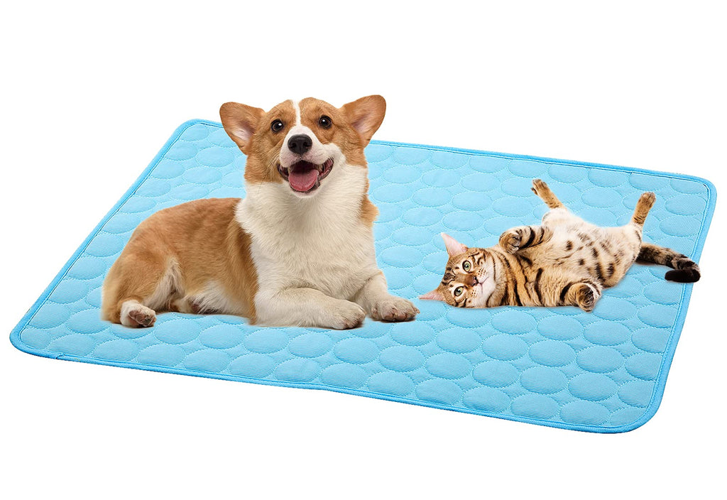 Cooling Mat for Dogs Breathable Pet Pad Dog Mat Portable Washable Mat Sleep Bed for Puppys Cats, Kennels, Crates, Kennel 22*28 Inch Blue - PawsPlanet Australia