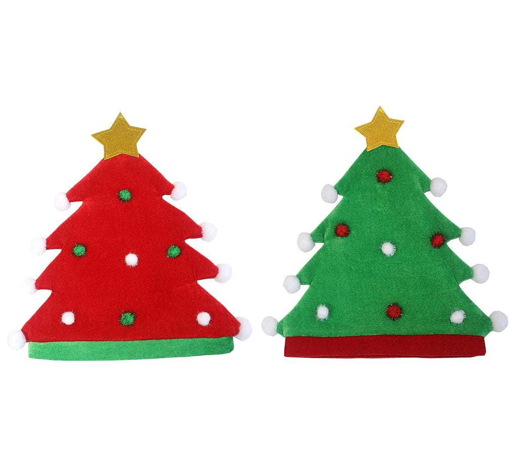 Christmas Novelty Tree Hats. 2-Pack Christmas Funny Tree Hat Christmas Decoration. (Red & Green) - PawsPlanet Australia