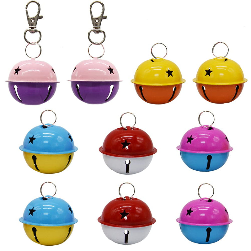 10 Pack Spliced Color Pet Collar Bells 1.57” for Big Cat and Dogs Potty Training Charm Necklace Pendant - PawsPlanet Australia