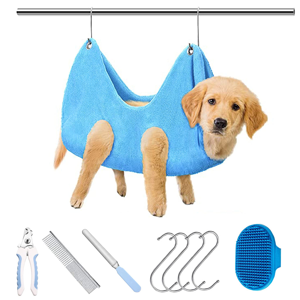Sunoony Pet Grooming Hammock Harness, Dogs & Cats Relaxation Restraint Grooming Bag with Pet Nail Clippers/Trimmer, Pet Comb, Dog Grooming Brush for Nail Clipping,Bathing, Clean Teeth, Ear/Eye Care Small - PawsPlanet Australia
