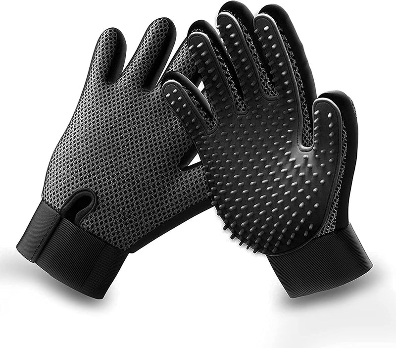 KENNELS & KATS New Version K&K Pet Grooming Gloves, Premium Deshedding Glove for Easy, Mess-Free Grooming of Cats, Dogs, Rabbits and Horses with Long/Short/Curly Fur Black Single - Right Hand One Size Fits All - PawsPlanet Australia
