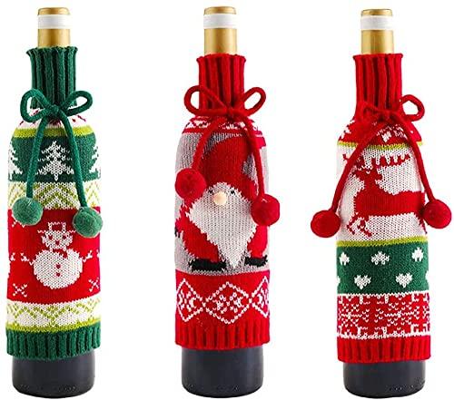 Wine Bottle Covers, 3 Pack Handmade Sweater Wine Bottle Cover for Christmas Decorations Cute Christmas Sweater Party Decorations - PawsPlanet Australia