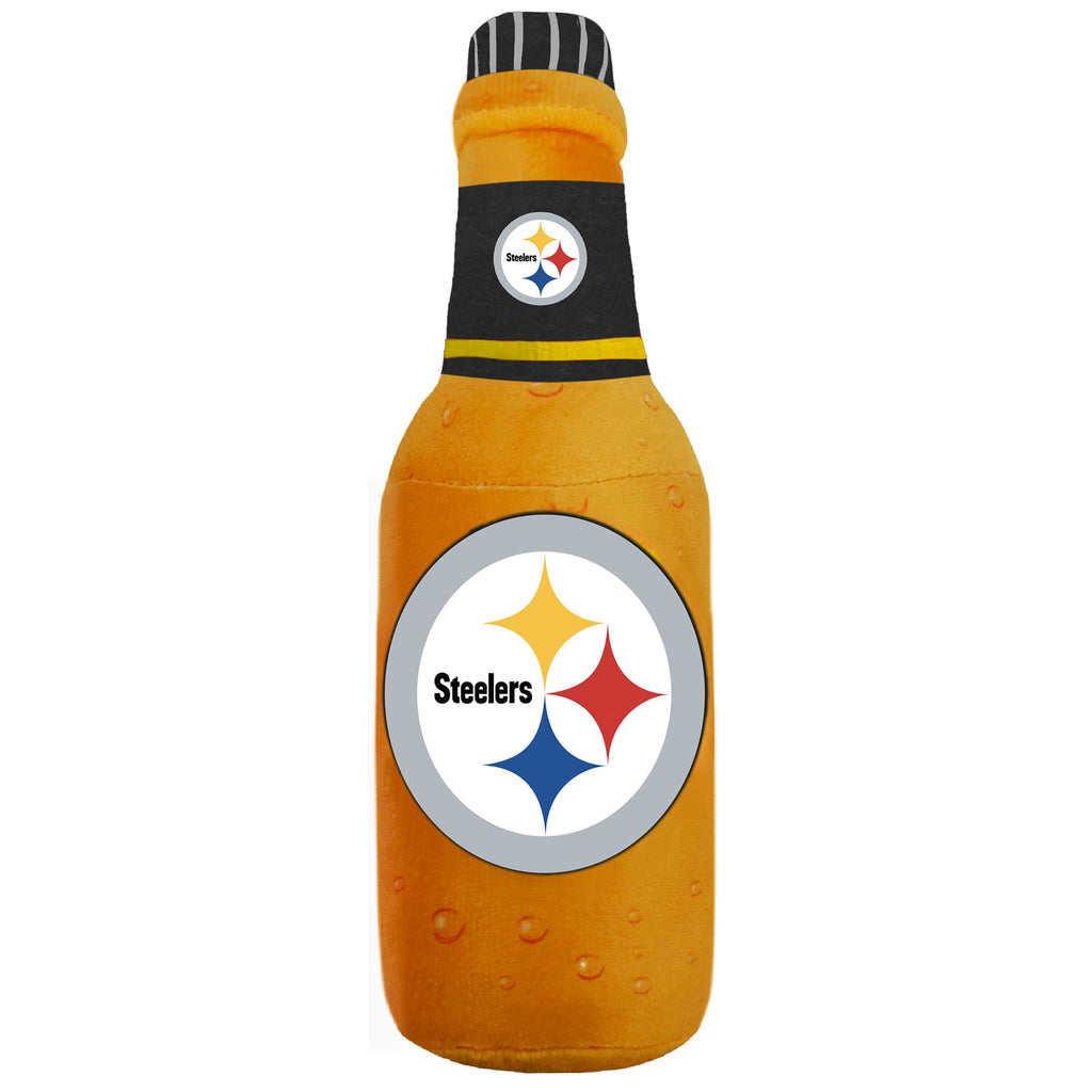 NFL Pittsburgh Steelers Beer Bottle Plush Dog & CAT Squeak Toy - Cutest Stadium SODA Bottle Snack Plush Toy for Dogs & Cats with Inner Squeaker & Beautiful Football Team Name/Logo - PawsPlanet Australia
