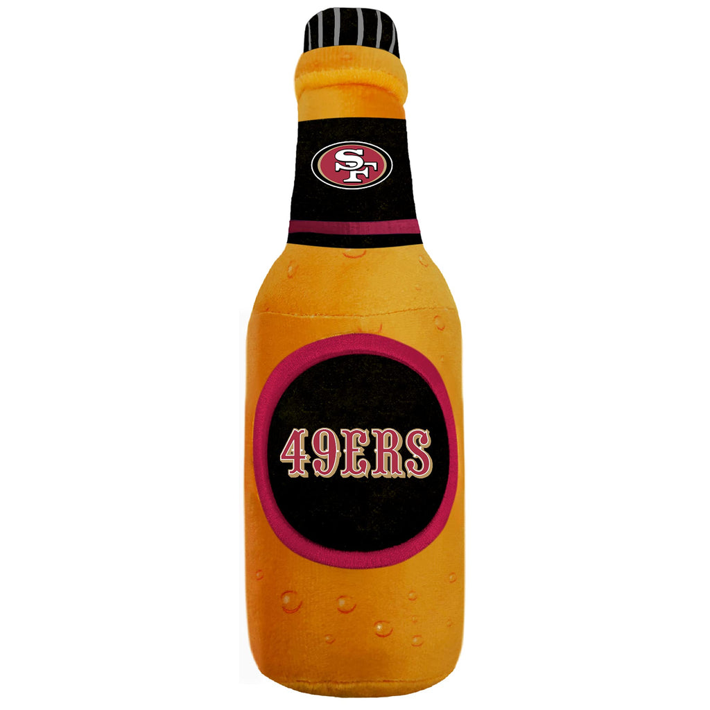 NFL SAN Francisco 49ERS Beer Bottle Plush Dog & CAT Squeak Toy - Cutest Stadium SODA Bottle Snack Plush Toy for Dogs & Cats with Inner Squeaker & Beautiful Football Team Name/Logo - PawsPlanet Australia