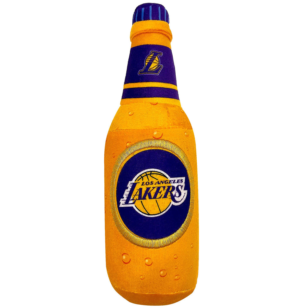 NBA LA Lakers Beer Bottle Plush Dog & CAT Squeak Toy - Cutest Stadium SODA Bottle Snack Plush Toy for Dogs & Cats with Inner Squeaker & Beautiful Basketball Team Name/Logo - PawsPlanet Australia