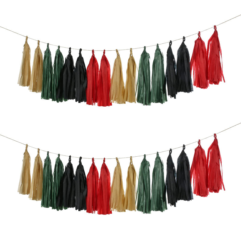 Mefuny 20pcs Sage Green Red Black and Khaki Shiny Tassel Garland Banner Tissue Paper Tassels for Wedding, Birthday, Bridal Shower, Baby Shower Christmas Party Decorations - PawsPlanet Australia