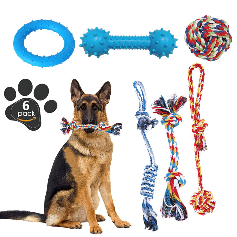 Puppy Dog Rope Dog Chew Toys Rubber Dog Teething Chew Toys Small Dog Toys Dog Toy Set Pet Cotton Rope for Dogs for Cleaning Teeth and Protects Mouth Health Mixed color 6pcs/set - PawsPlanet Australia