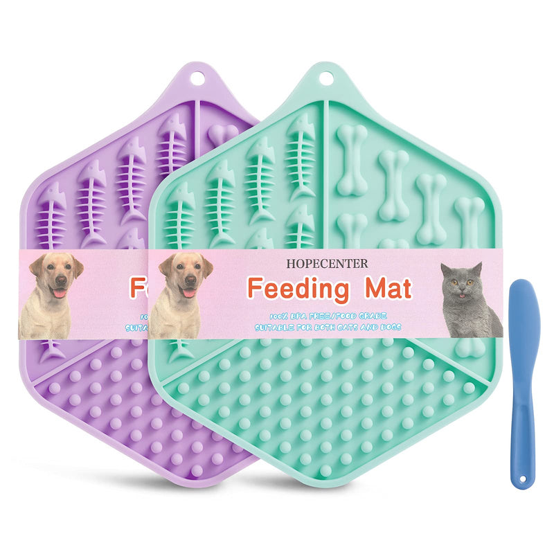 Feeding Mat for Dog,Dog Bath Distraction Device,Dog Anxiety Relief,Alternative to Slow Feeder Dog Bowls,Snuffle Mat for Dogs, and Dog Puzzle Toys,Perfect for Food,Treats,Yogurt,or Peanut Butter Green&Purple - PawsPlanet Australia