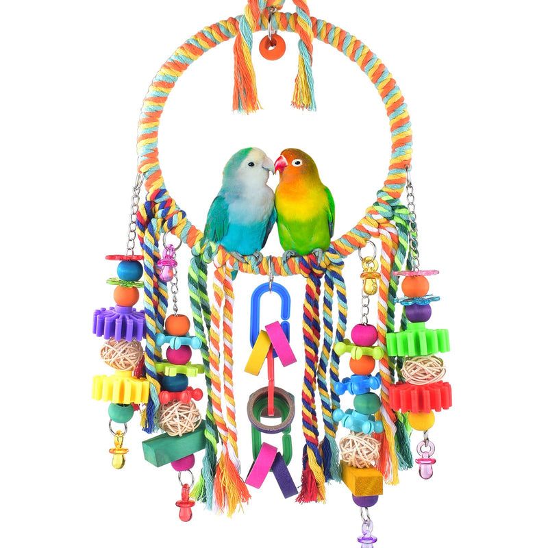 KATUMO Bird Toys, Bird Swing Toy Bird Perch with Colorful Chewing Toys, Suitable for Lovebirds, Finches, Parakeets, Budgerigars, Conure ect Small Birds - PawsPlanet Australia