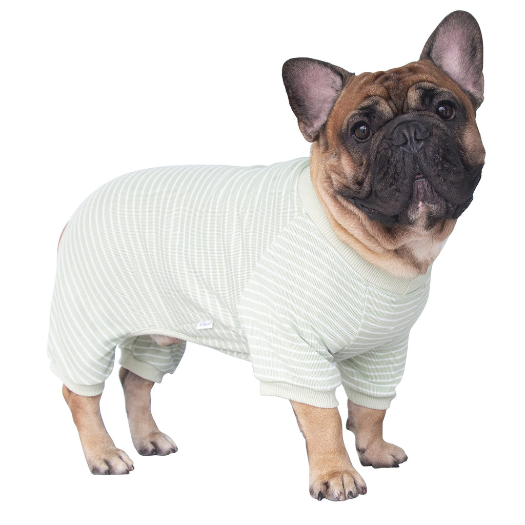 iChoue 100% Cotton Dog Pajamas Onesie Suit PJS Bodysuit for Medium Sized Dog Small (Pack of 1) Green - PawsPlanet Australia