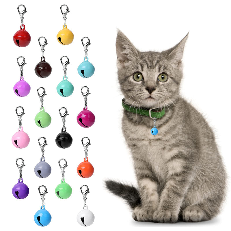Molain 16Pcs Cat Dog Collar Bells, Jingle Bell for Cat Collar Dog Collar Charms Colourful Small Bells with Clasps Pet Collar Accessories Festival Party DIY Decoration - PawsPlanet Australia