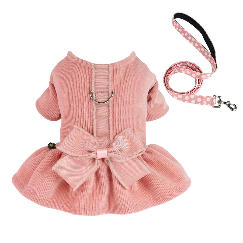 Fitwarm Dog Harness Dress with Leash Set Comfy Puppy Girl Skirt Doggy One-Piece with D Ring Pet Clothes for Walk Doggie Outfits Cat Apparel S Pink - PawsPlanet Australia