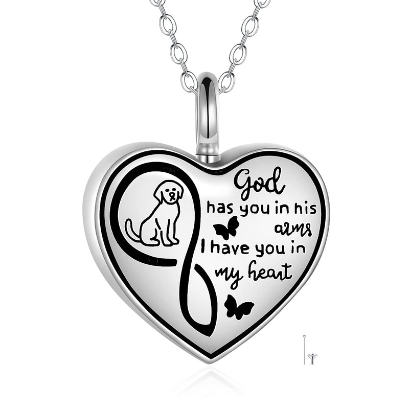 Dog Urn Necklace for Ashes Sterling Silver Pet Memorial Keepsake for Women Men Heart-shaped Puppy Cremation Jewelry - PawsPlanet Australia