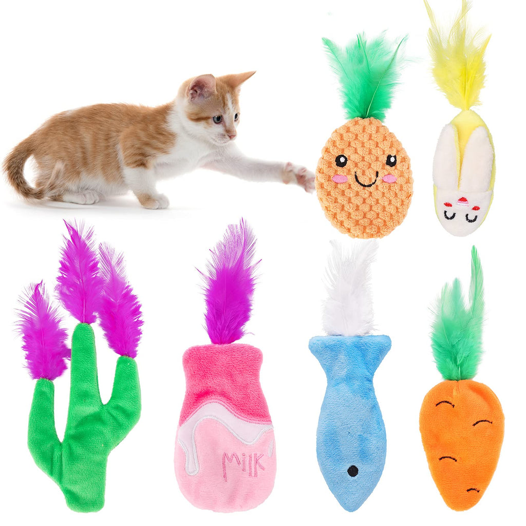 PAWCHIE Catnip Toy for Indoor Cats 6 Packs - Soft Plush Kitten Kicker Toys, Natural Catnip Filled for Kitty Cats Chewing Playing - PawsPlanet Australia