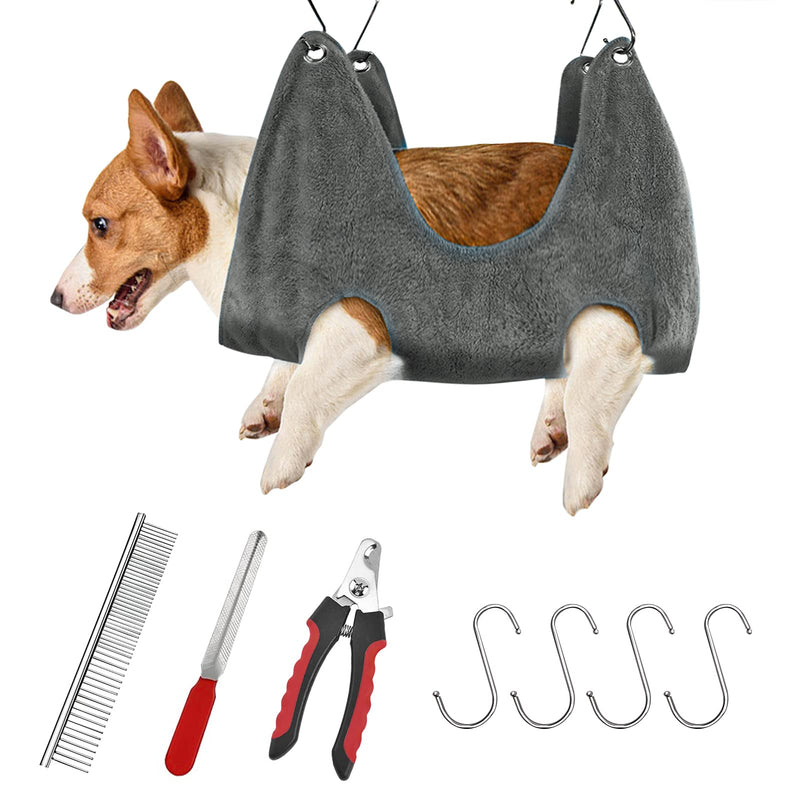 Pet Grooming Hammock Harness for Cats & Dogs, Restraint Bag for Small and Medium-Sized Pet, Dog Holder Pet Supplies Kit, Pet Stuff for Bathing and Trimming Nail with Nail Clippers, Pet Comb, Nail File - PawsPlanet Australia