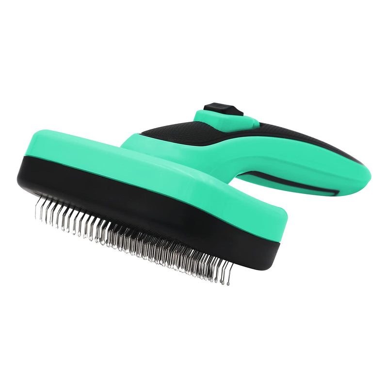 WARTAU Generation 2 Self Cleaning Slicker Brush Gently Removes Loose Undercoat Dog or Cat Will Love Being Brushed with The Pet Grooming Brush Green - PawsPlanet Australia