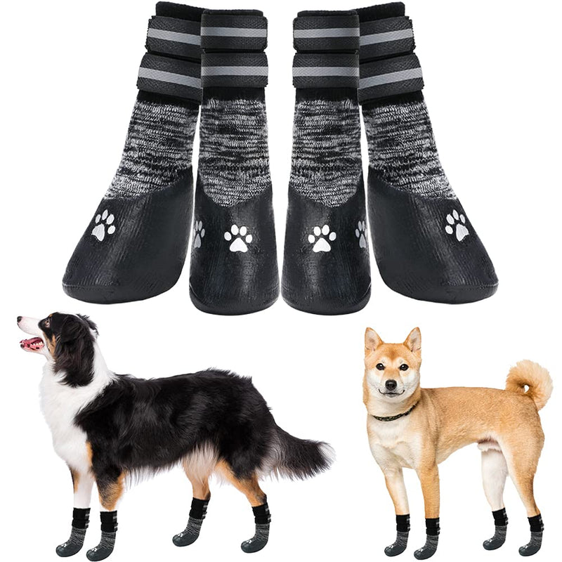 PUPTECK Dog Boots Waterproof - Anti-Slip Dog Socks with Reflective Strap, Pet Paw Protector Traction Control for Indoor Hardwood Floors & Outdoor Activities, Suitable for Medium and Large Dogs L: Paw Width: 1.8" Length: 5.9" - PawsPlanet Australia