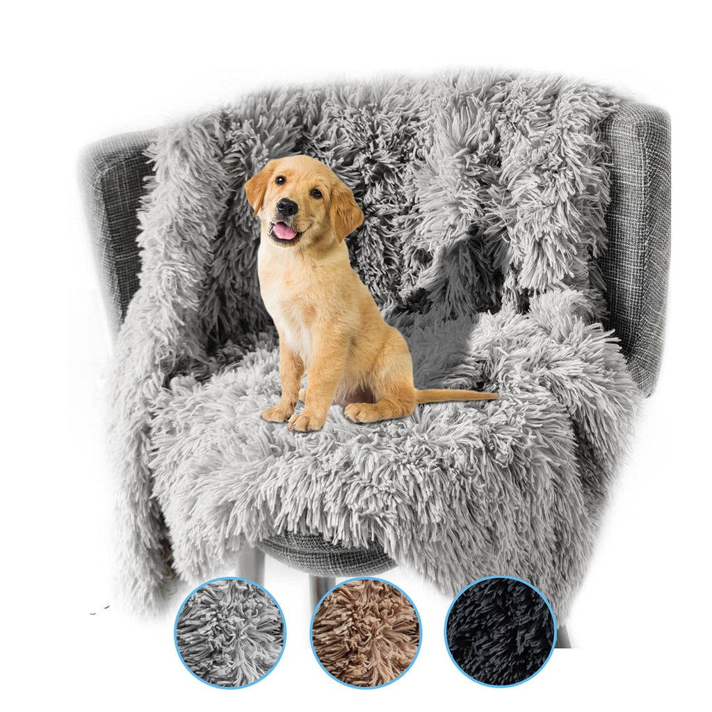 Furry Puppy Blanket Faux Fur Dog Blankets Soft Warm Small Pet Cat Throw Washable Shaggy Grey（20x30Inch） Small(23*31"In)(60*80cm） Light Grey - PawsPlanet Australia