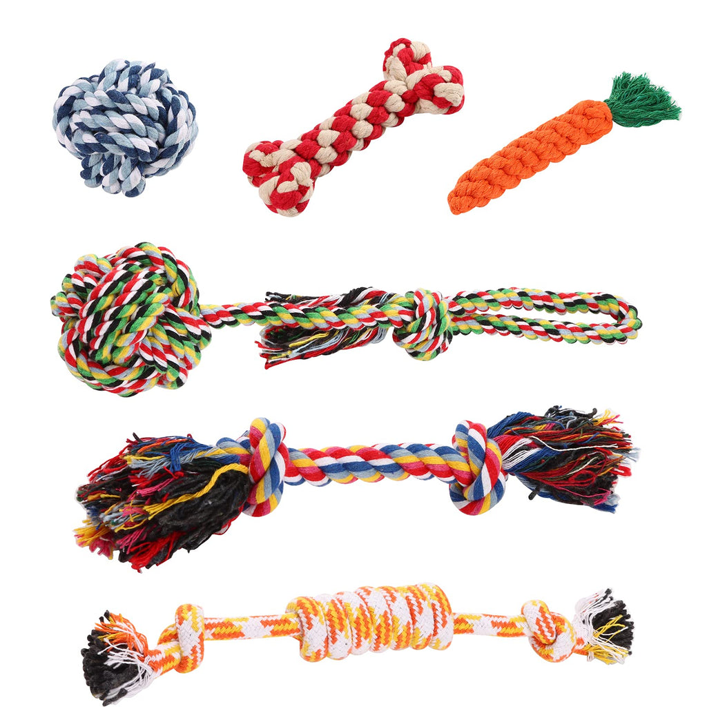 Dog Rope Toy for Teething, 6-Piece bite bite Toy, Interactive tug-of-war Toy for Puppy, Dog Toy with Indestructible bite Force, Cotton Polyester Dog Drag Toy, Suitable for Interaction and Training - PawsPlanet Australia