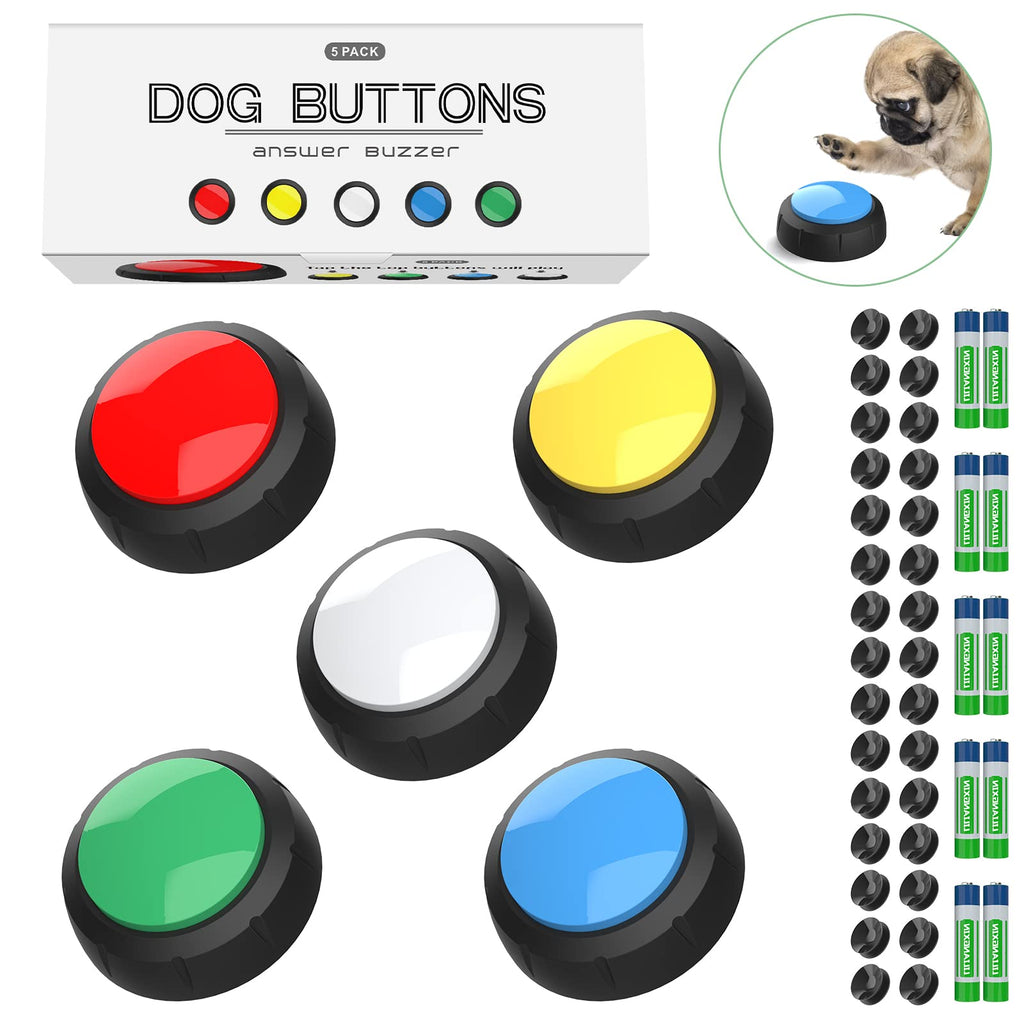 llmiin Dog Buttons for Communication,Talking Buttons for Dogs Set of 5,Recordable Answer Buzzer Pet,Teach Your Dog to Talk,Dog Word Buttons Speech Training Starter Best Toys Gifts(Battery Included) - PawsPlanet Australia