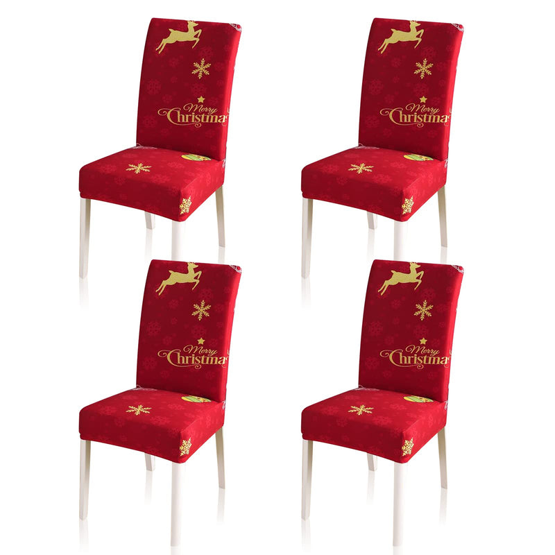Dining Chair Slipcovers Christmas Decoration，4 Pack Super Fit Stretch Removable Washable Short Dining Chair Protector Cover Seat Slipcover for Hotel,Dining Room,Ceremony - PawsPlanet Australia