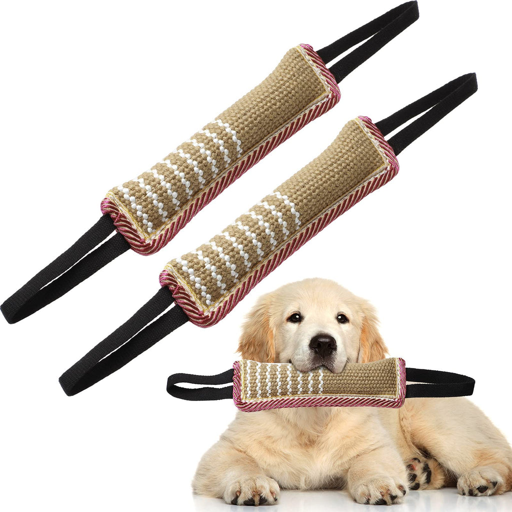 2 Pieces Dog Tug Toy Dog Training Bite Pillow Burlap Bite Toy Interactive Toys with Strong Handles for Tug of War, Puppy Training Interactive Play for Medium to Large Dogs - PawsPlanet Australia