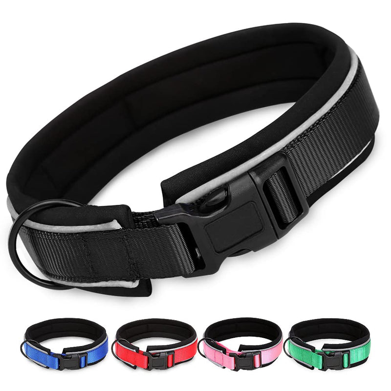 Tilasickel Reflective Dog Collar, Widened and Thickened, Breathable Soft Neoprene Padding Nylon Adjustable Pet Collar, Suitable for Small, Medium and Large Dogs 3Sizes, 5Colors… S Black - PawsPlanet Australia