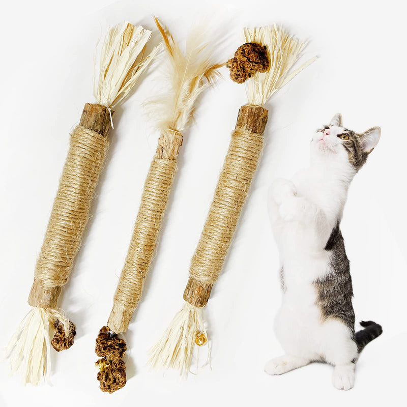 Bianan Catnip Toys 3 Pack Cat Toys for Indoor Cats Interactive Cat Toy with Natural Silvervine Sticks Kitten Toys for Calm Cat Anxiety and Stress Teeth Cleaning Kitten Supplies for All Ages Cats - PawsPlanet Australia