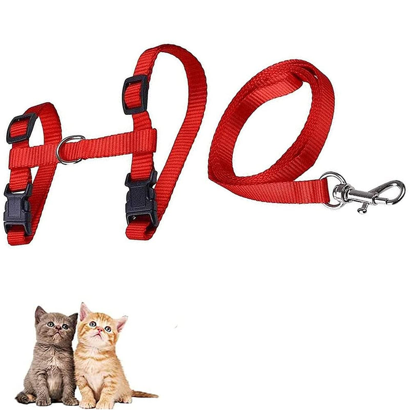 TOTQX Red Cat Harness Adjustable, Escape-Proof cat Vest, cat Harness with Leash, for Cats Small Dogs Rabbits Reflective Stripes cat Vest - PawsPlanet Australia