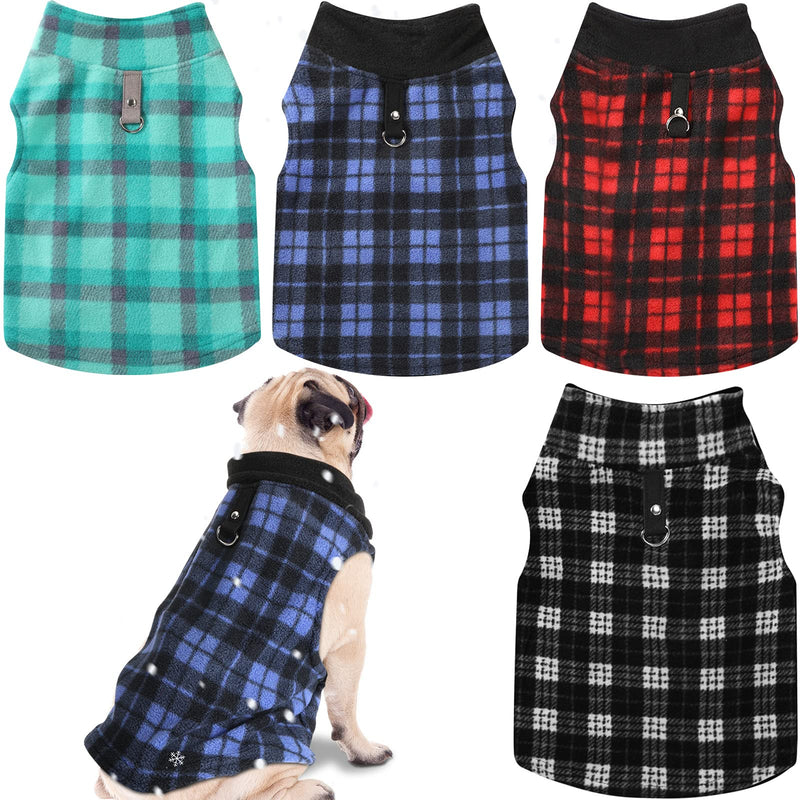 4 Pieces Fabric Dog Sweater with Leash Ring Winter Fleece Vest Dog Pullover Jacket Warm Pet Dog Clothes for Puppy Small Dogs Cat Chihuahua Boy X-Small - PawsPlanet Australia